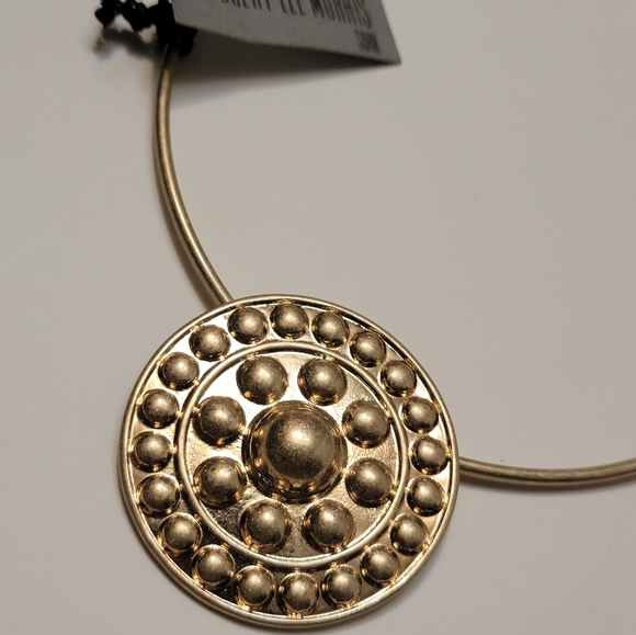 Robert Lee Morris Soho Women's Shield Pendant Round Wire Collar Necklace, Gold, - Picture 6 of 13